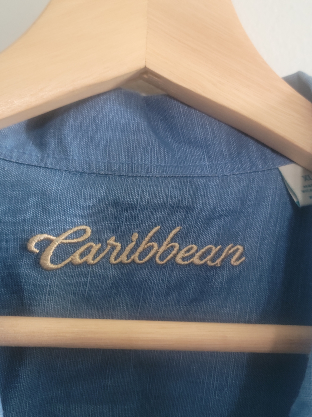CARIBBEAN Linen Blend Short-Sleeve Button-Down Shirt Blue XL Resortwear - Picture 4 of 9